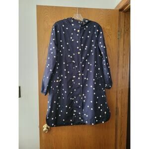 Joules Navy Polkadot Right As Rain Collection Packable Raincoat with Pouch EUC 6